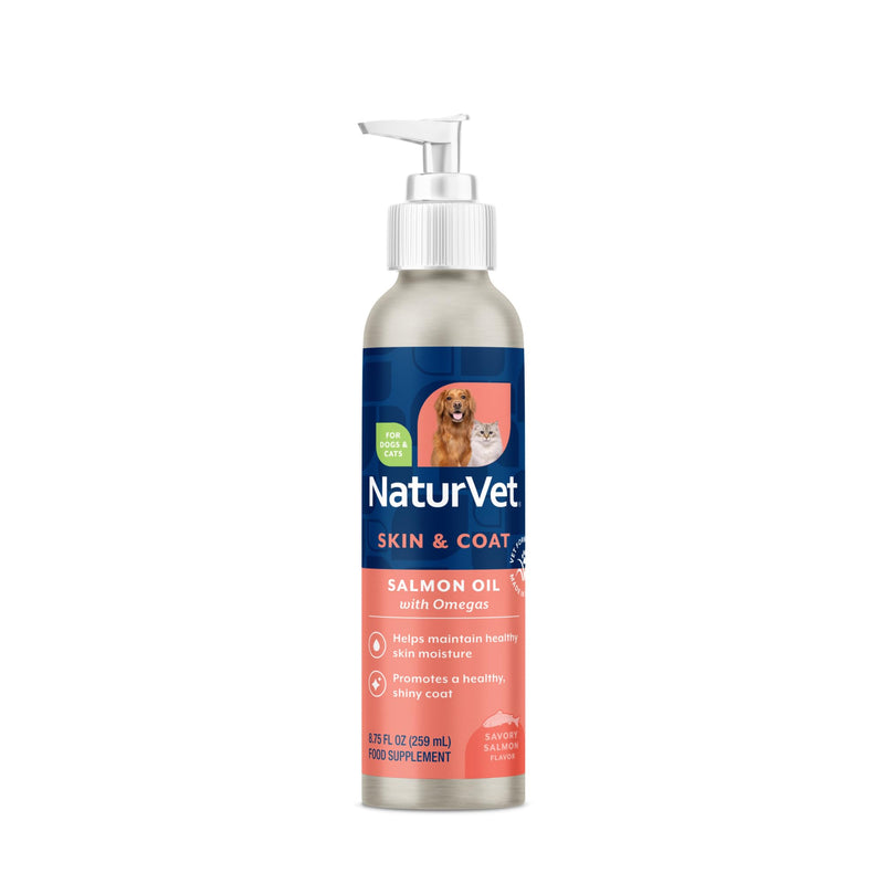 NaturVet – Salmon Oil Skin & Coat Plus Omegas – Supports Healthy Skin & Glossy Coat – Source of Omega-3 & 6 Fatty Acids – for Dogs & Cats (8.75 oz Oil) 8.75 fl oz