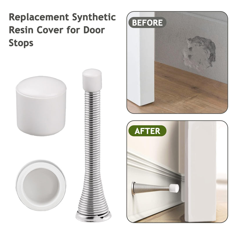 20PCS 0.39 Inch Door Stoppers Rubber Tip Replacement,Door Stop Bumper Tips, Door Stop Caps for Door Wall Protection （White） White