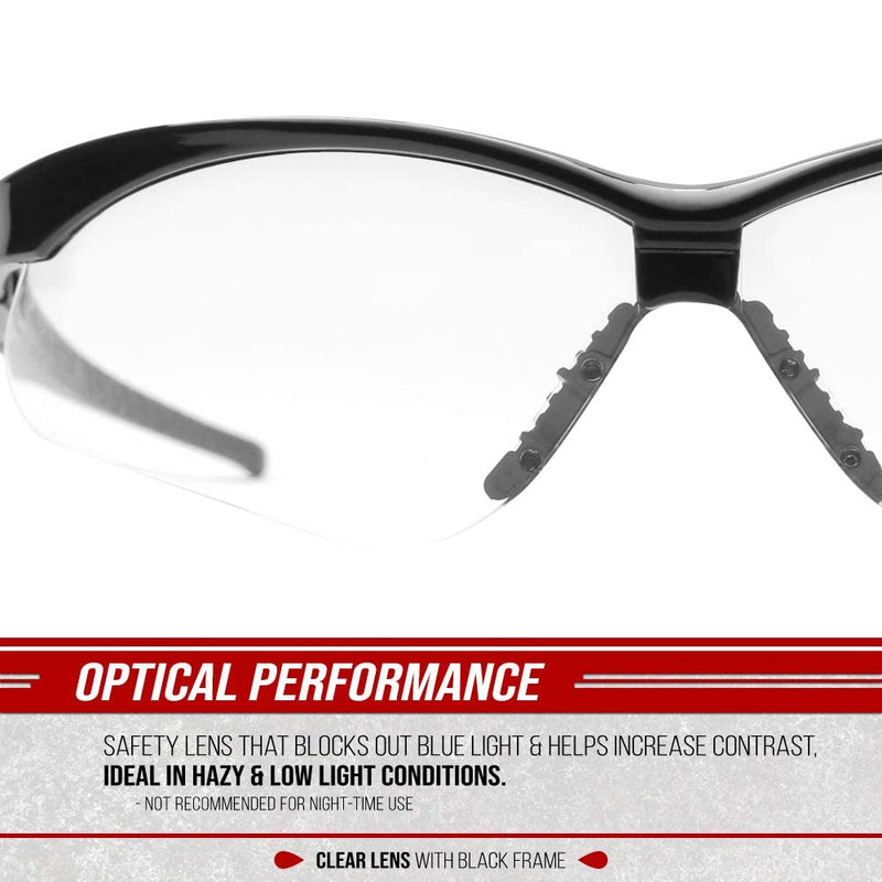 Glove Station Optic Max Safety Glasses for Men & Women, Scratch-Resistant Eye Protection for Shooting, Hunting & Construction Clear 12 Pair