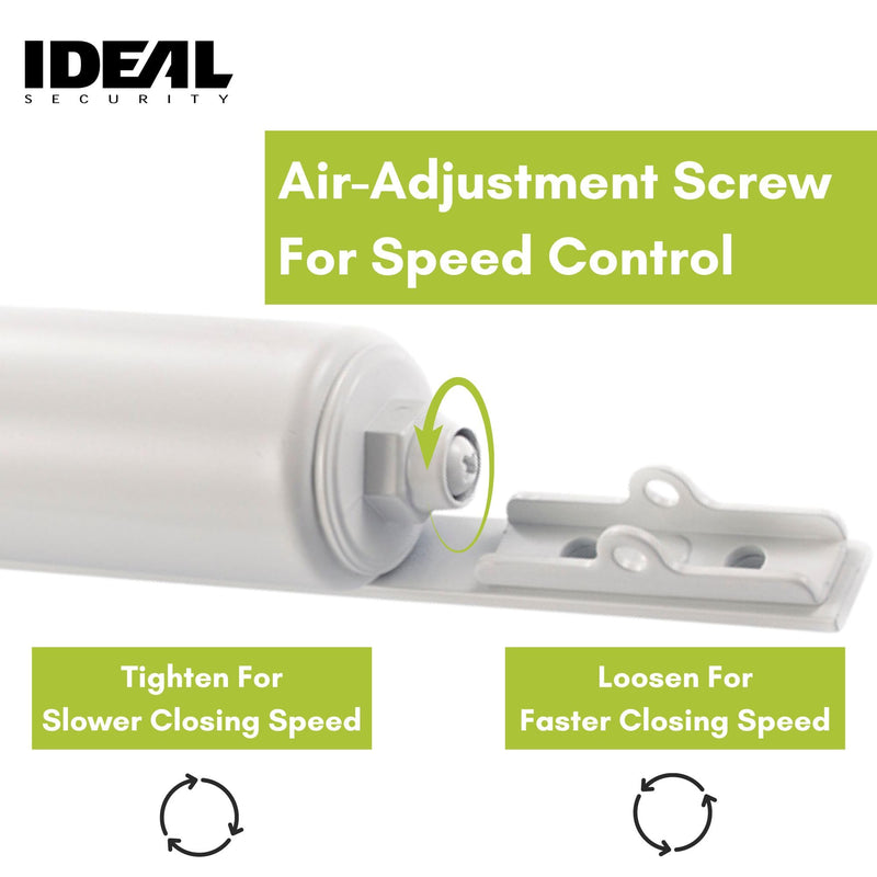Ideal Security SK3015 Heavy Pneumatic Storm and Screen Door Closer with Torsion Bar, White