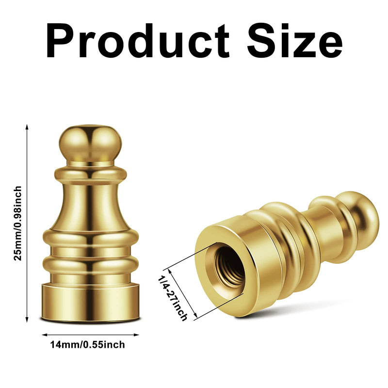 4 Pieces Solid Lamp Finial for Lamp Shade Brass Lamp Finial Cap 1 Inch Threaded Lamp Brass Knob for Table Lamps or Floor Lamps Fit 1/4-27