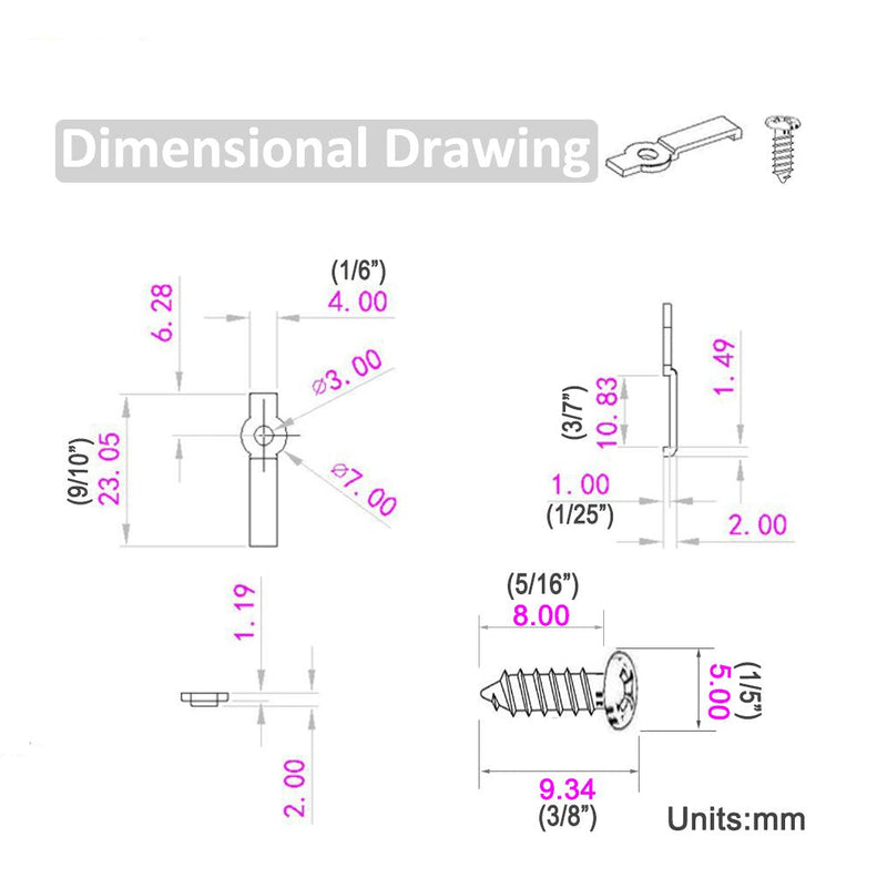 SpiritLED 100 Lots LED Strip Light Mounting Brackets,One Side Fixing Clips,Screws Included (for Non-Waterproof Strip Width 10mm) Ideal for Non-waterproof Strip Width 10mm