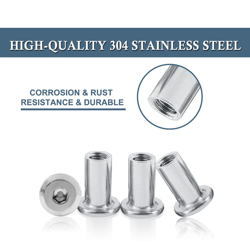 Litoexpe M6 x 15mm Rivet Hex Socket Head Insert Nuts Screw Post Nickel Plated Iron Insert Nut Mounting for Furniture Beds Tone 15Pcs