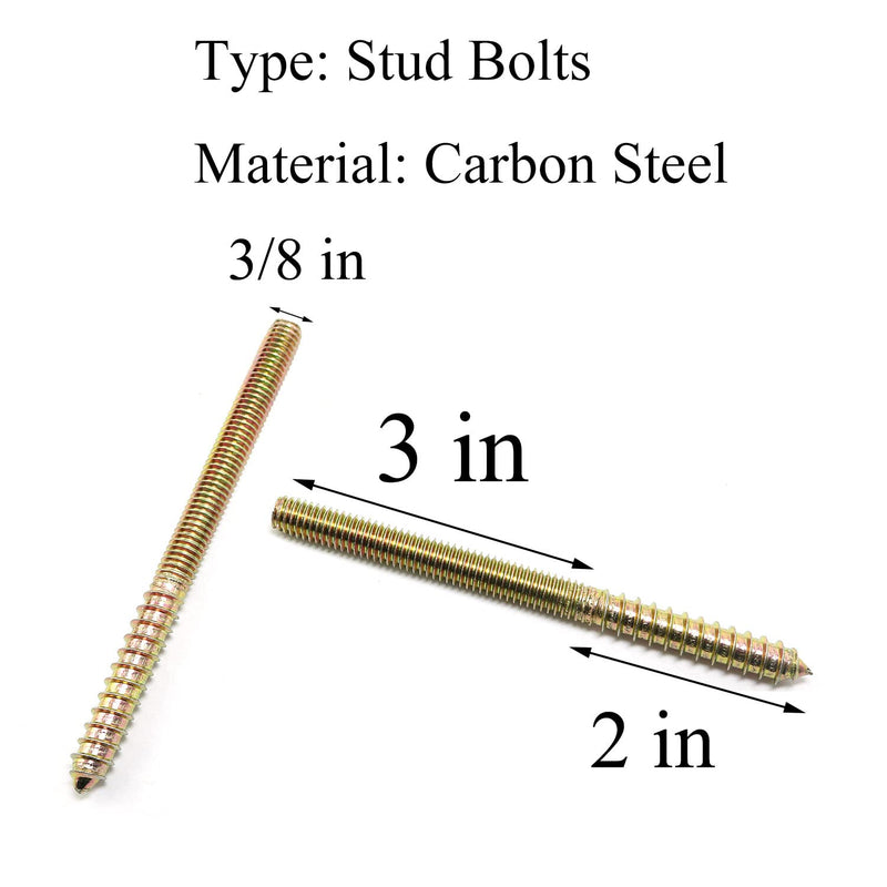 6pcs Self-Tapping Screw Hanger Bolts 3/8"-16 x 5" Hanger Bolts Double Headed Bolts for Furniture Wood Joint