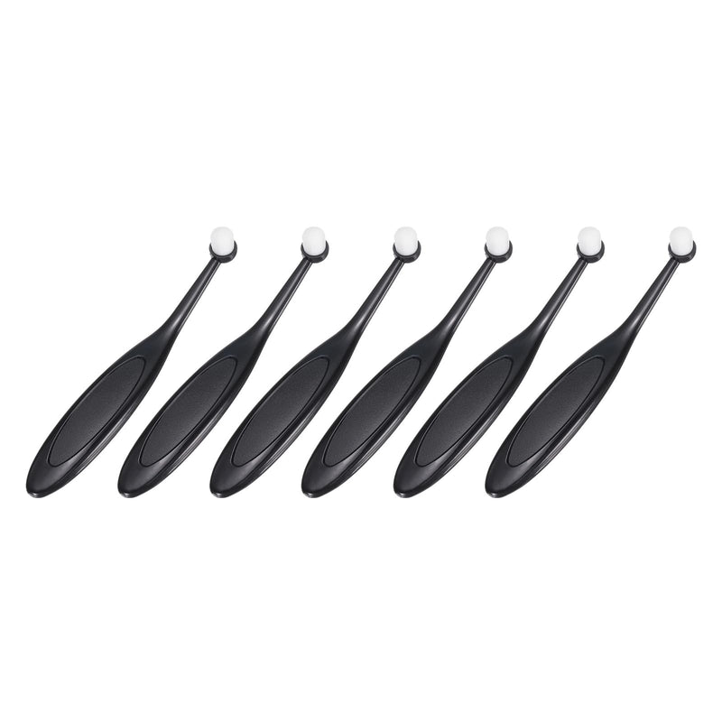 Cat Dog Eye Brush, Soft Washable Fiber Tapered Bristles, Tear Mark Remove Ergonomic Plastic Handle, (Black,6 Pcs), Intended for Dogs/Cats/Small Pet Eye Cleaning Black