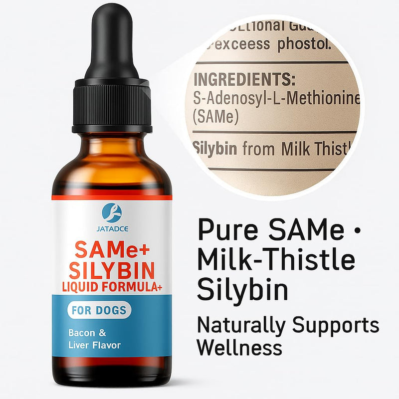 SAMEe for Dogs 500mg Liquid Drops with Silybin – Bacon Liver Flavored Liver Support Supplement for Dogs – S-Adenosyl Methionine & Milk Thistle Extract – 30ml (1oz) 1 Fl Oz(Pack of 1)