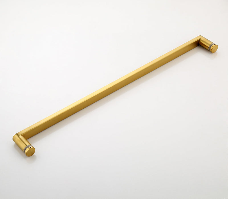 Glass Shower Door Handle 20 inches Round Corner Single Side Towel Bar 304 Stainless Steel for 1/4" to 1/2" Thickness Glass - Brushed Gold 20 inch Rectangle Handle