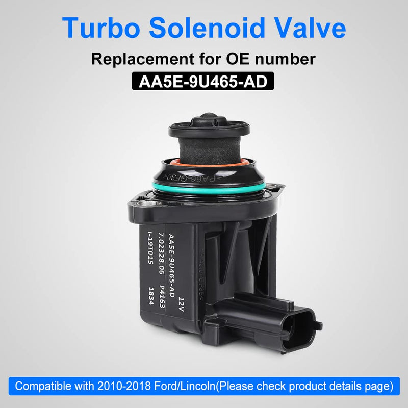 Turbo Solenoid Valve Replacement for AA5E-9U465-AD Compatible with Ford Expedition Explorer F-150 F150 Flex Transit Lincoln MKS MKT Navigator Turbocharger Intercooler Pressure Relief