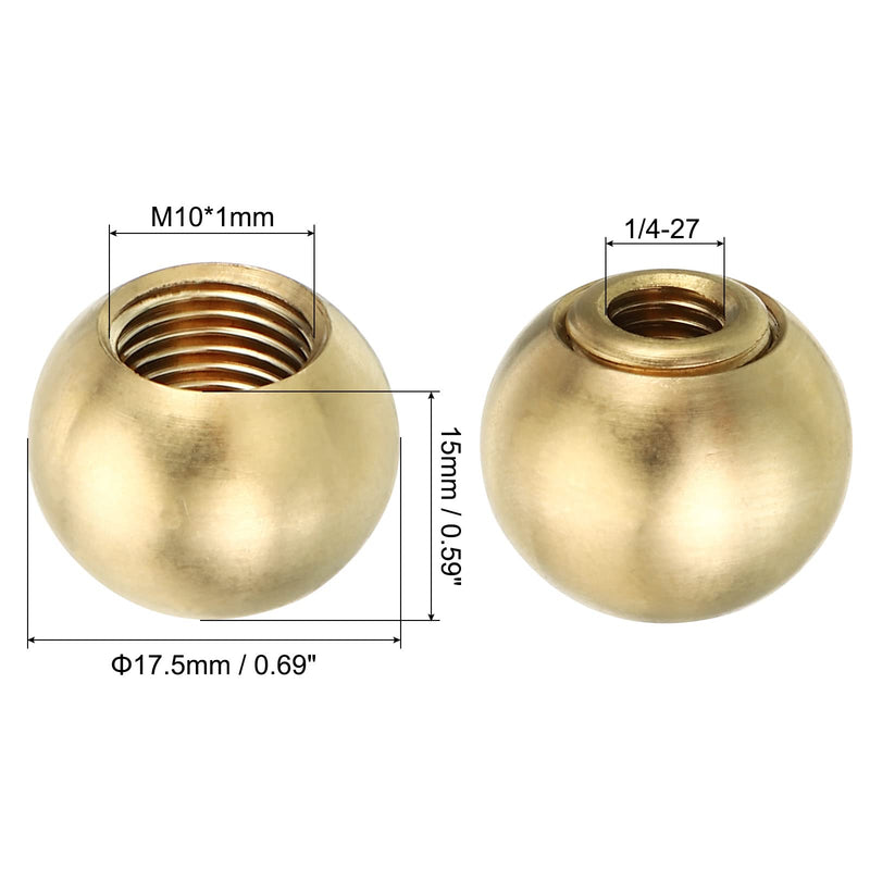 PATIKIL 17.5mm Brass Ball Lamp Finials Caps Knob, 2 Set Lamp Shade Decoration Screw Cap Nuts for Furniture Lighting