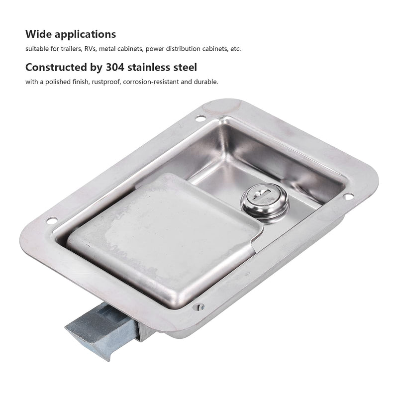 Yctze RVs Gate Latches Flush Mount Paddle Door Latch Weatherproof 304 Stainless Steel Toolbox Lock with 2 Keys for RVs Trailers