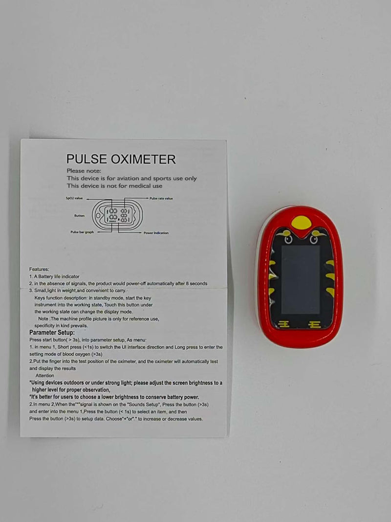 Pediatric Oximeter – Fingertip Pulse Oximeter for Kids, SpO2 Oxygen Monitor for Children, Cute Compact and Accurate, USB-C Rechargeable Mini Portable Design with TFT Display for Home and Travel-Red