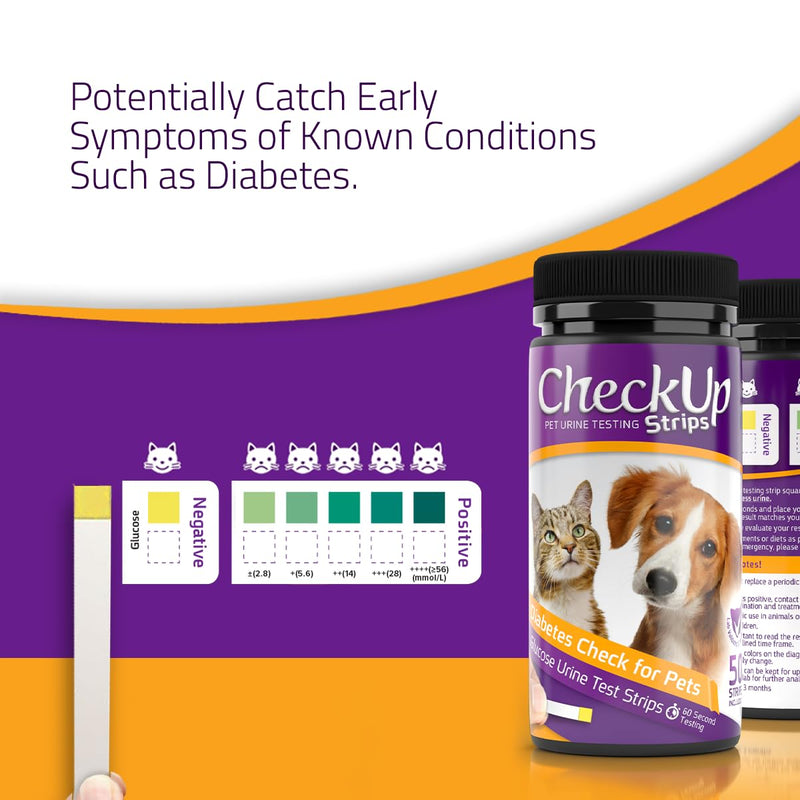 CheckUp Glucose Urine Testing Strips for Cats and Dogs - Detection of Glucose Levels x 50 Glucose urine test strips for Cat & Dog - PawsPlanet Australia