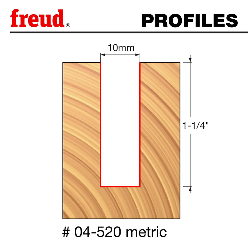 Freud 04-520: 10 (dia.) Double Flute Straight Bit with 1/4" shank, 2-3/8" overall length