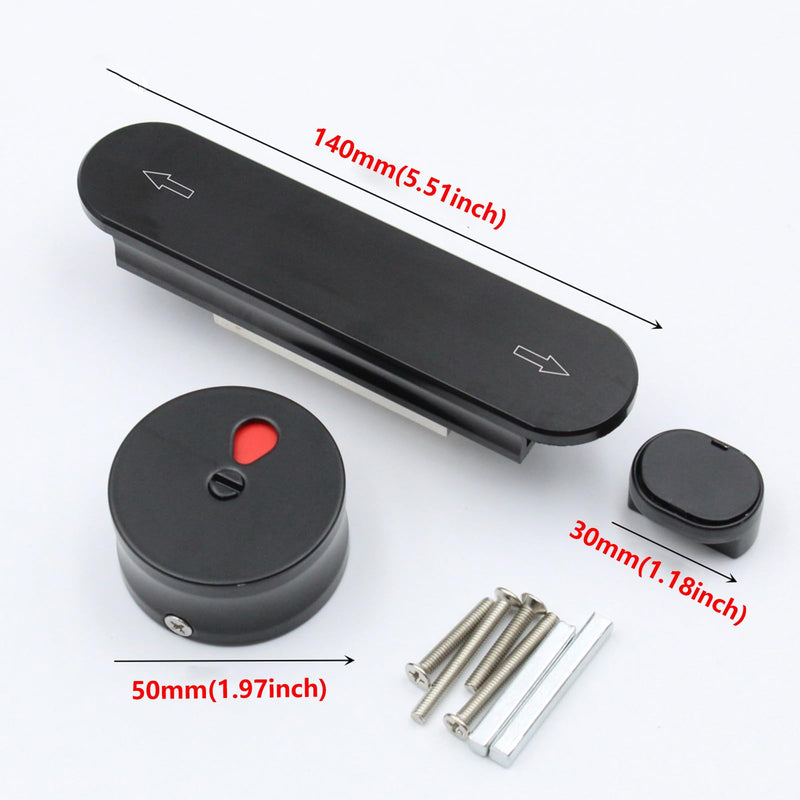Vacant Occupied Bathroom Lock,Door Lock Indicator,Bathroom Toilet Door Lock，Public Toilet Left and Right Push Lock with The Vacant (Green) / Engaged (red) Indicator（Black）