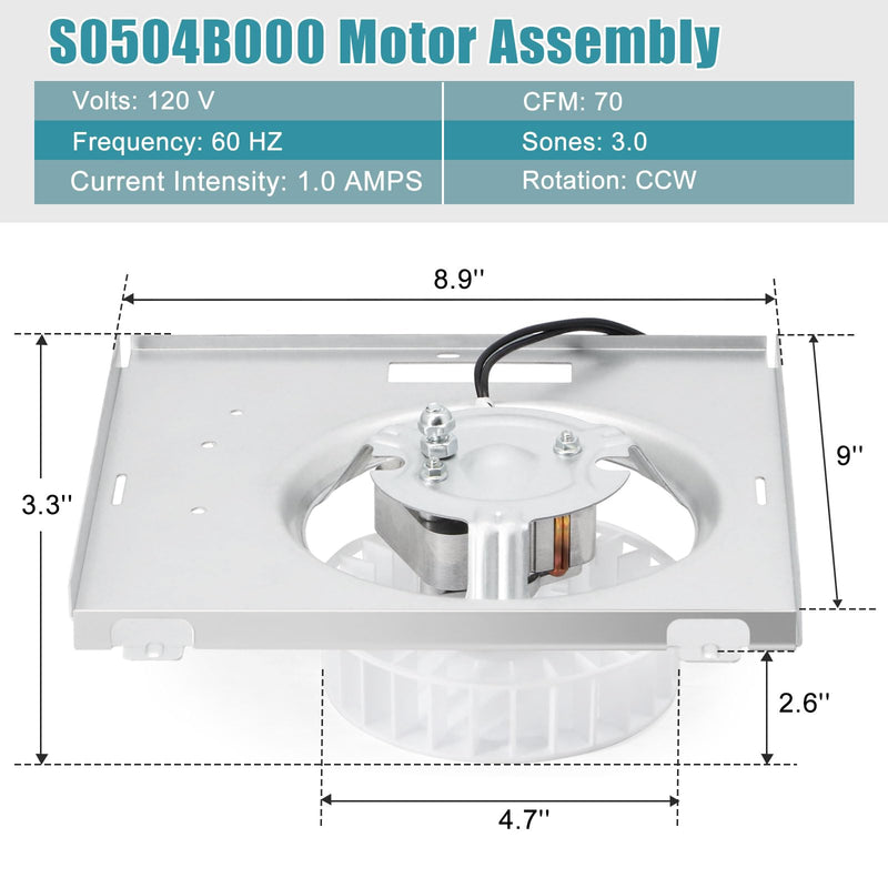 769RL B Unit Replacement, S0504B000 Motor Assembly for Broan-Nutone 769RL, 763RL, 769RL-R01, 757, 769RFT-R01, VF707RCN, 765RL Bathroom Exhaust Fan, JESP-61K13/C-87547 Fan Replacement Motor, 70CFM - NewNest Australia