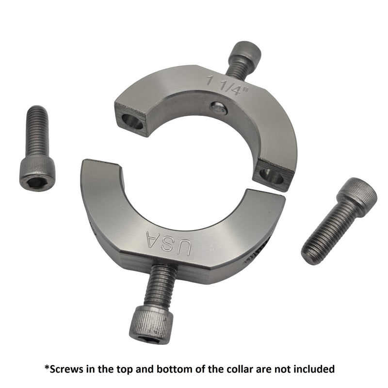 – 1.25" Bore Diameter – Mountable Clamping Two Piece Shaft Collar - 303 Stainless Steel (1 Pack)