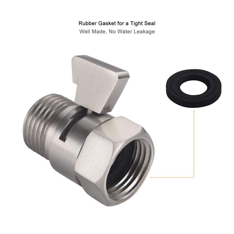Shower Head Shut Off Valve, Brass G1/2“ Water Flow Control Valve for Shower head and Handheld, Water Pressure Regulator Replacement for Shower System(Brushed Nickel) Brushed Nickel-2
