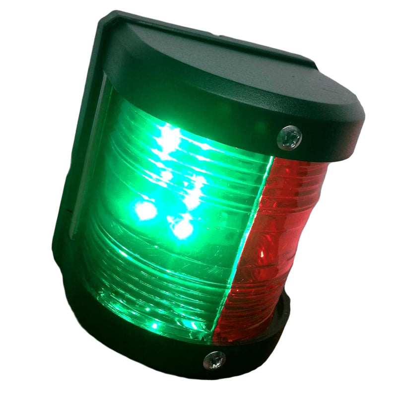 Boat Pontoon LED Navigation Light Black ABS Plastic Housing Boats Up to 12M Waterproof IP:66 Surface Mount 2NM (Combo Green and Red Bow)