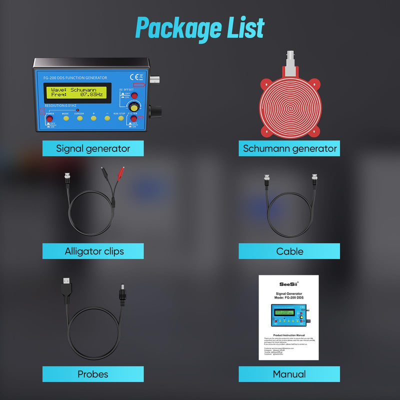 1Hz-500kHz DDS Signal Generator with Schumann Resonator, Portable Multifunction Waveform Generator with AC/DC Power, Ideal for Oscilloscope Calibration, Audio Testing, and Stress Relief