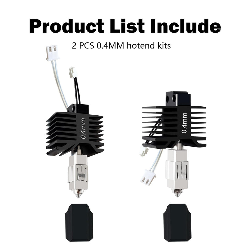 HzdaDeve Upgraded 2PK 0.4MM X1C/X1/X1E Hotend Hot End Full Assembly Print Head Hardened Steel Nozzle Extruder Ceramic Heater Cartridge Rod Thermistor Kit Replacement for Bambu Lab X1 Combo Series 0.4MM X1C Hotend