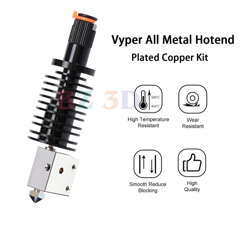 Vyper All Metal Hotend Plated Copper Kit,Upgrade High Temperature 500℃ Plated Copper Heater Block,Nozzle 0.4mm,Bi-Metal Heatbreak for Vyper,Kobra Max,Kobra Plus Volcano V5 J-Head Hotend.