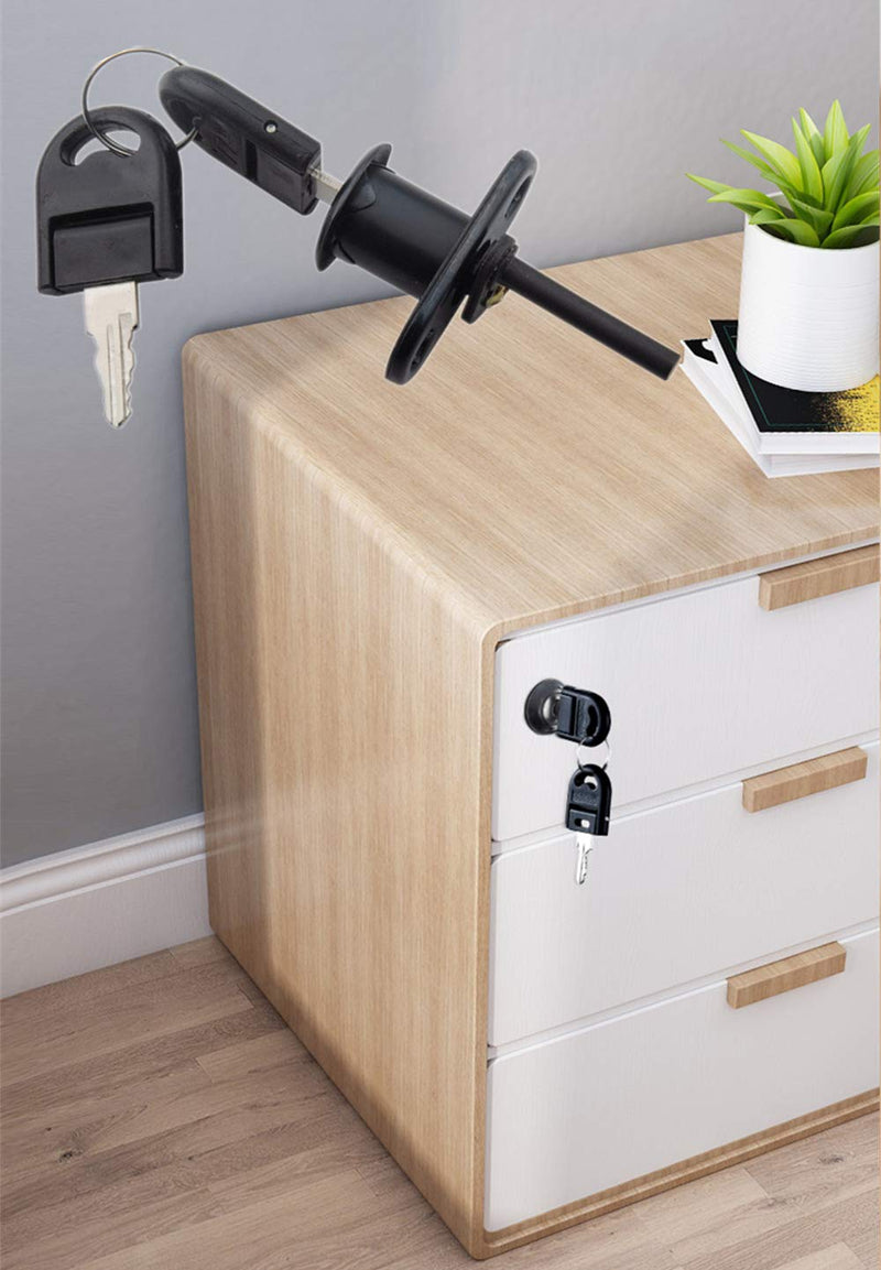 HOWDIA 2 Pcs - Drawer Lock Cabinet Locks with Keys, Zinc Alloy Desk Locks File Cabinet Lock for Wardrobe Furniture Locker Showcase with 2 Key 16mm (Black)