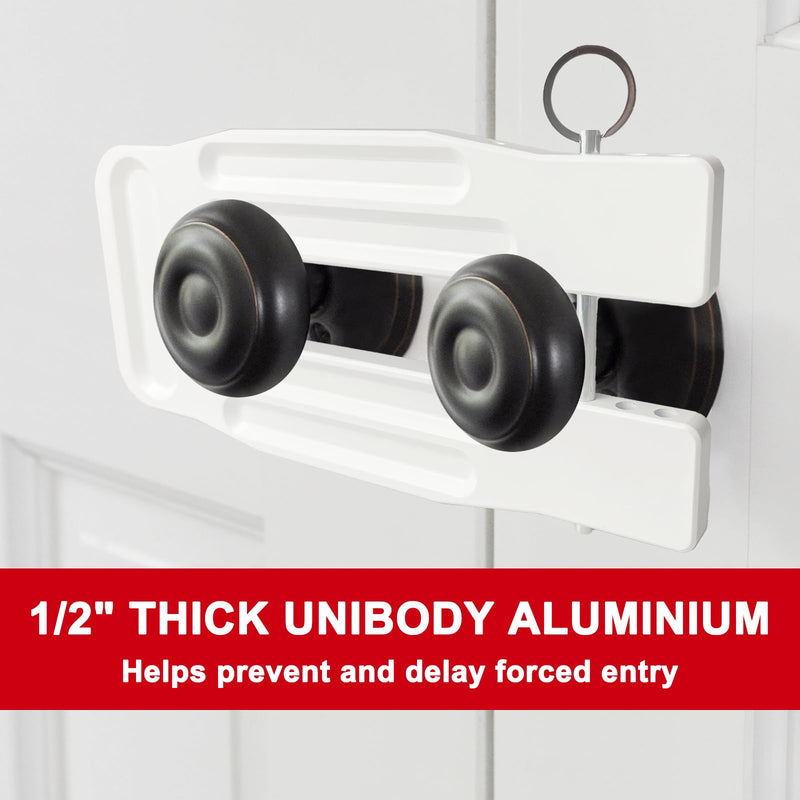 French Door Lock Childproof | Adjustable Double Door Reinforcement Lock for French Doors Home Security | Add High Security to Prevent Home Unauthorized Entry | Unibody Aluminum Construction White