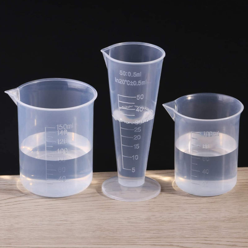 Waziaqoc 100ml/3.4oz Plastic Graduated Beaker (3 Pack), Transparent PP Measuring Cup Mixing Cup for Kitchen Lab 100ml /3.4oz 3pcs