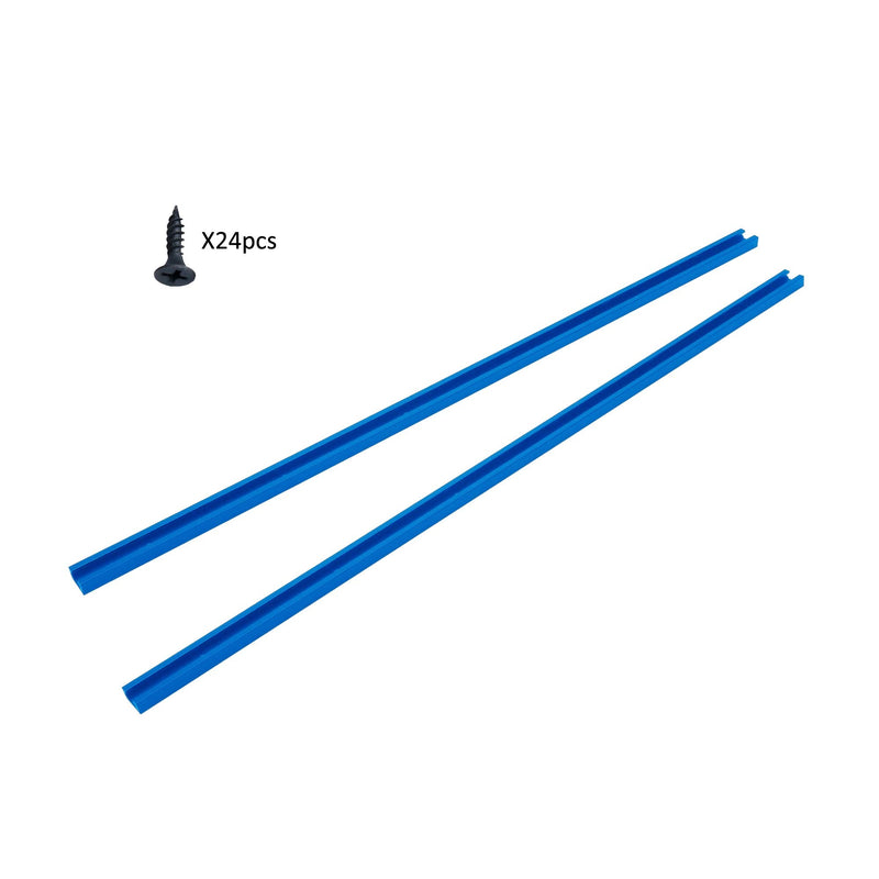 Aluminum 48 Inch T-Track with Wood Screws–Double Cut Profile Universal with Predrilled Mounting Holes -Woodworking and Clamps–Frosted Surface Anodized - 2 PK (Blue) 48"