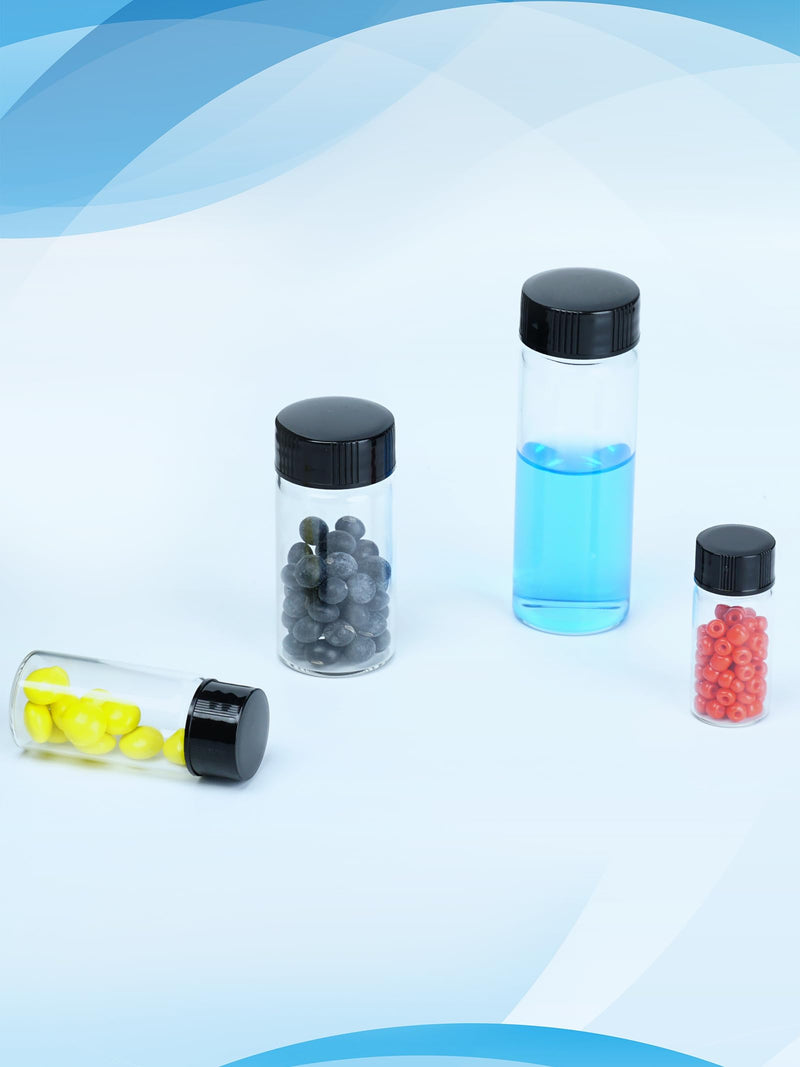 30ml Clear Small Glass Vials with Screw Caps, Small Vials for Essential Oil, Leak-Proof Sample Vials with Lids(10pcs) 30ml-10pcs Black Screw Cap