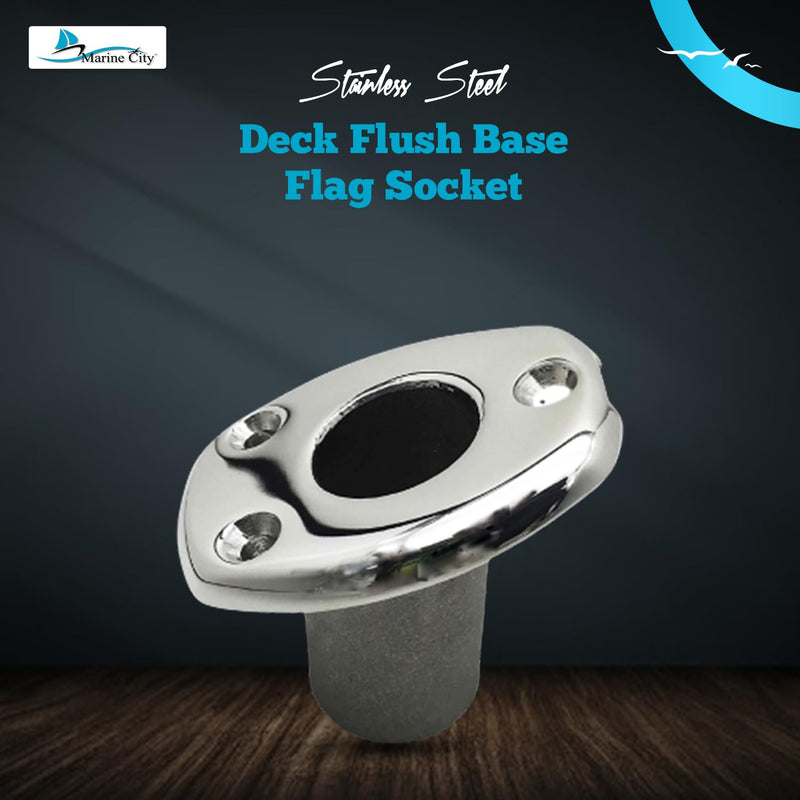 MARINE CITY Deck Flush Base Flag Socket, 316 Stainless Steel, Fits Stanchion Poles, Ideal for Boats, Yachts, Marines, Hardware Accessories (Pack of 1) Small