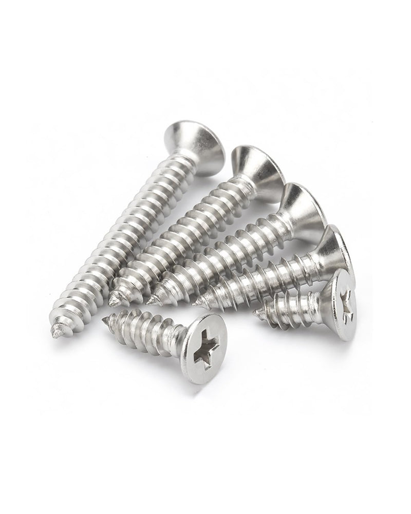 #6 x 1-1/2"(3/8" to 2" Available) Flat Head Phillips Drive Screws Sheet Metal Self-Tapping Screws, 304 Stainless Steel Screw,100 PCS #6 x 1-1/2"