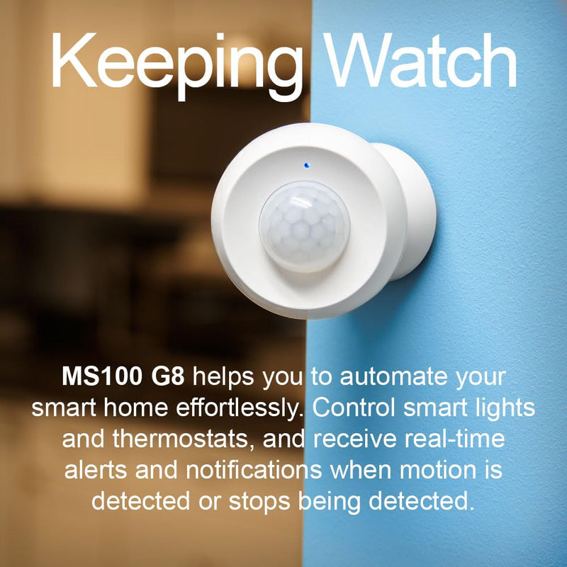 HomeSeer MS100 G8 Motion Sensor - 800 Series Long Range Z-Wave, Smart Home Compatible with HomeSeer, Home Assistant and Other Z-Wave Hubs (1-Pack) 1-Pack