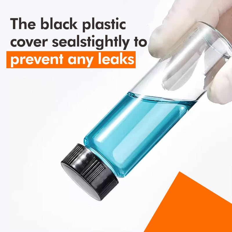 20 PCS 20 ML (5 dram) Clear Small Liquid Sample Glass Vials with Screw Caps, 27.5 mm Diameter x 57 mm Length Leak-Proof Vial, 24-414 Black Screw Cap with PE Liners 27.5*57mm 5 Dram & 20ml Vial