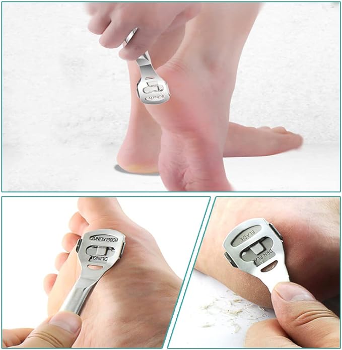 DFsucces Exfoliating Shaving, Fish Eyes, Heels, Exfoliating Care, Corn Fish, Foot, Exfoliating, Includes 10 Replacement Blades (Silver) - NewNest Australia