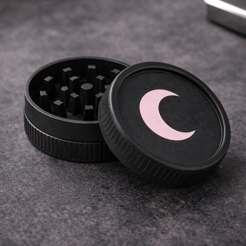 Brando Moon 2-inch Plant-Based Spice Kitchen Crusher – 2 Piece Small Coffee Bean Crusher Made from Plants - Eco-Friendly Low Carbon Kitchen Tool, for Camping and Outdoor Black