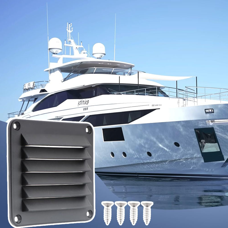 VTurboWay 2 Pcs 5-1/2" Louvered Flush Plastic Thru Vent for Caravan, Marine Boat Vent, White, Free Installation Screws