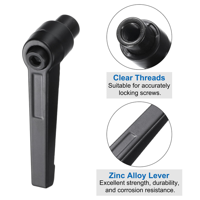 uxcell 4pcs Clamping Lever Adjustable Handles M8 Metric Female Thread Level Handle Hand Knobs Quick Release Black for Lathe Machinery