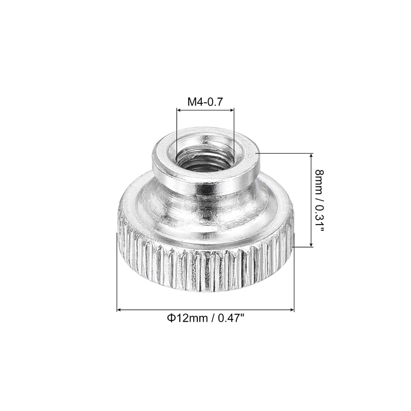 uxcell Knurled Thumb Nuts, 30Pcs M4 x 12 x 8mm Carbon Steel Knurled Nut, Adjusting Round Knobs Fasteners Nuts for 3D Printer Parts, Silver