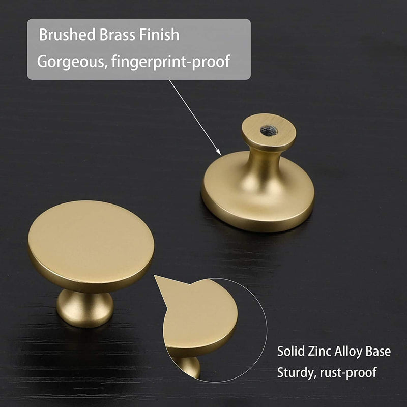 goldenwarm 10Pack Gold Knobs for Dresser, Gold Cabinet Knobs Matte Gold Drawer Knobs, Brushed Gold Dresser Knobs Round Brass Kitchen Cabinet Knobs 10 Pack Matte Gold-Round