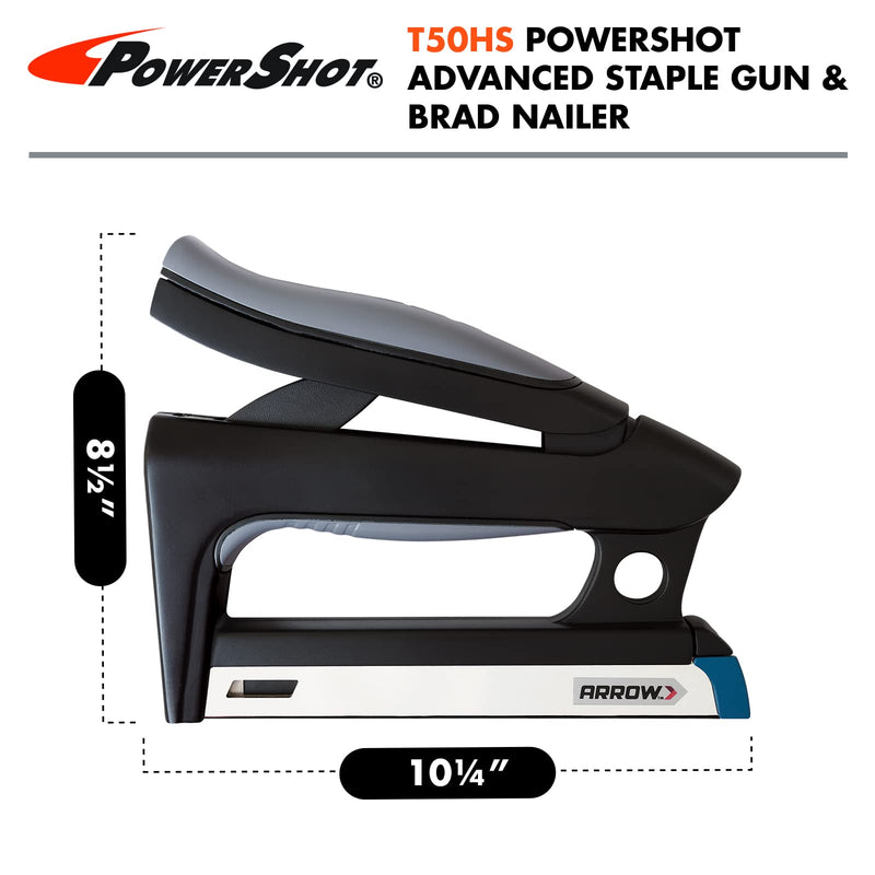 Arrow T50HS PowerShot Advanced Professional Heavy Duty 2-In-1 Staple and Nail Gun for Wood, Upholstery, Furniture, Crafts, Fits All T50 Staples and 5/8” Brad Nails