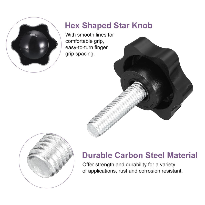 uxcell 8Pcs M8 x 30mm Star Knobs, Plastic Hex Shaped Clamping Knob Screw Hand Tightening Replacement Knob for Umbrella Base Replacement knob
