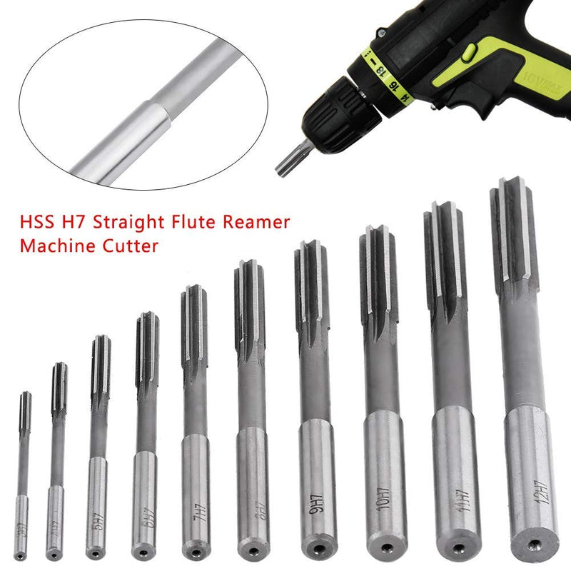 Metric Reamer Set HSS Straight Shank 10Pcs 3-12mm