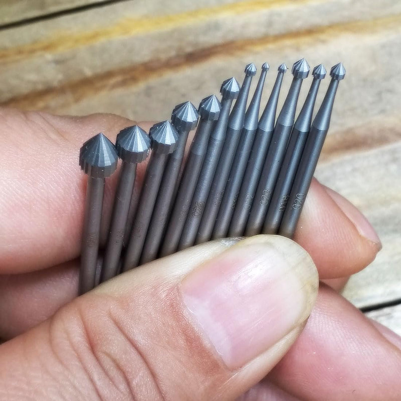 12 Pcs Jewelry Setting Burr - 3/32'' Shank Stone Setting Burs Cylinder - Cone Shape Lapidary Making Tools (010-050)
