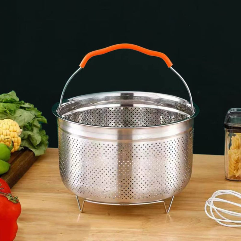 Stainless Steel Steamer Basket 8.50 Inch Steam Basket for Rice Cooker and Pot Steaming Rack for Eggs Fish Seafood Corn Potatoes Buns Home and Restaurant Use 21.6X21.6X11.8CM