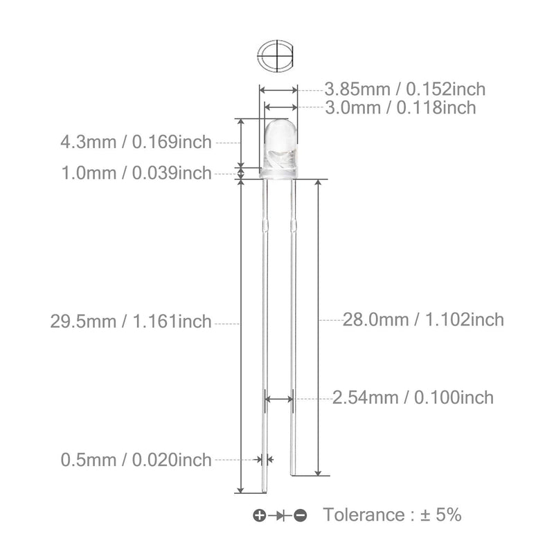 CHANZON 100 pcs 3mm Infrared Ray IR 940nm Emitter LED Diode Lights (Clear Transparent Round Lens DC 1.2V-1.5V 20mA) Lighting Bulb Lamps Electronics Components Indicator Light Emitting Diodes F) 3mm 940nm Ir Emitter (100pcs)