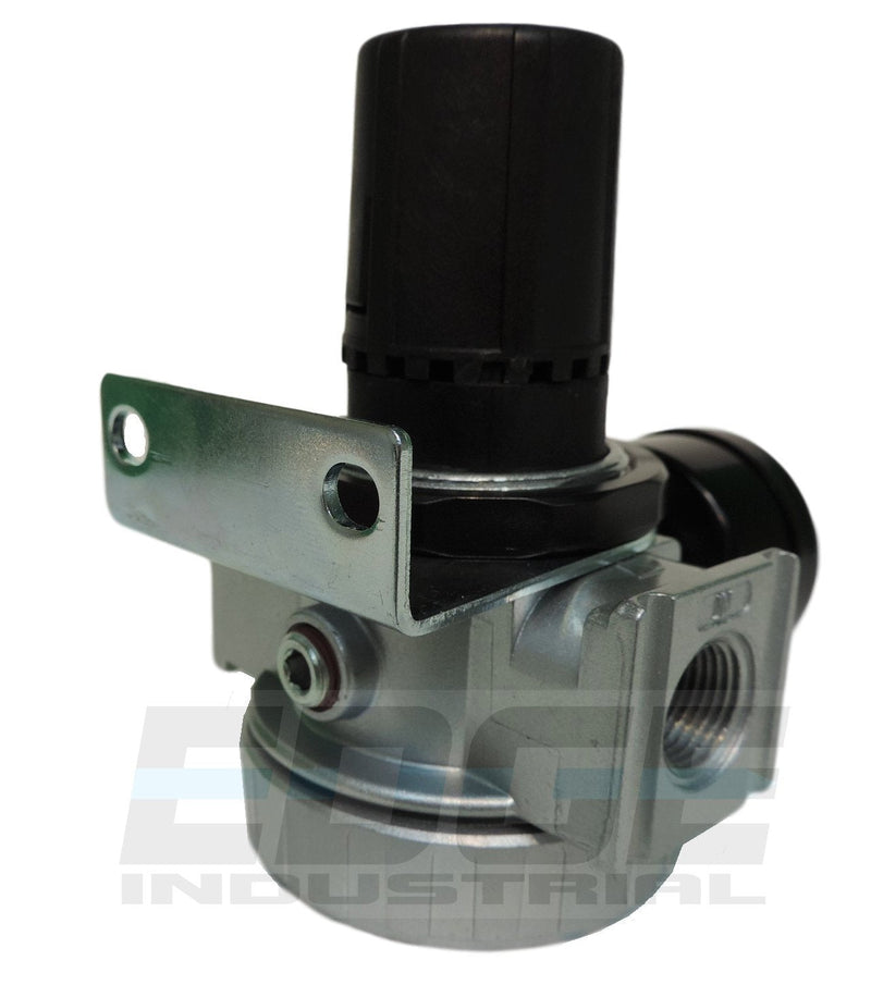 3/8" IN-LINE COMPRESSED AIR PRESSURE REGULATOR, 7 TO 150 PSI ADJUSTABLE, BRACKET, GAUGE