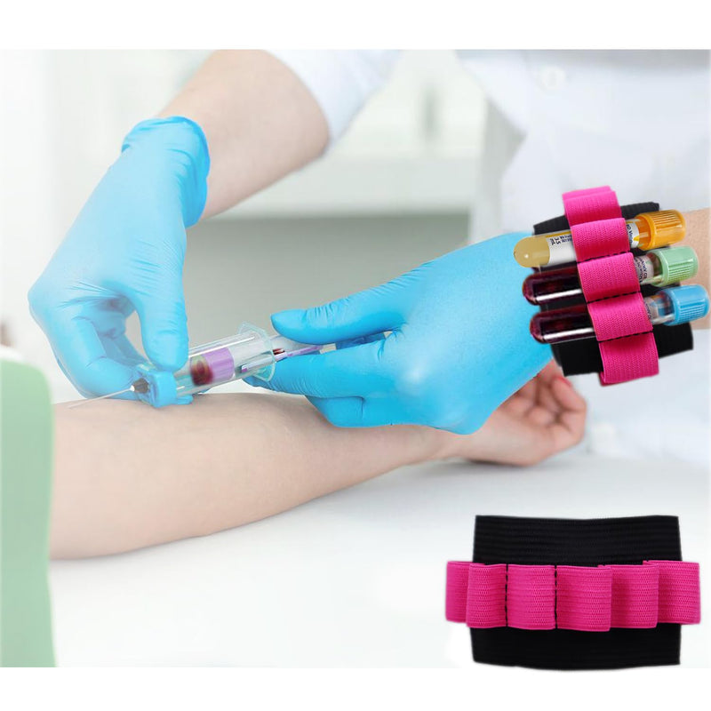 3 Pack Phlebotomy Tube Holder Wristband Blood Draw Tube Bracelet Strap Hold 8 Phlebotomy Tubes Phlebotomist Accessories, Pink