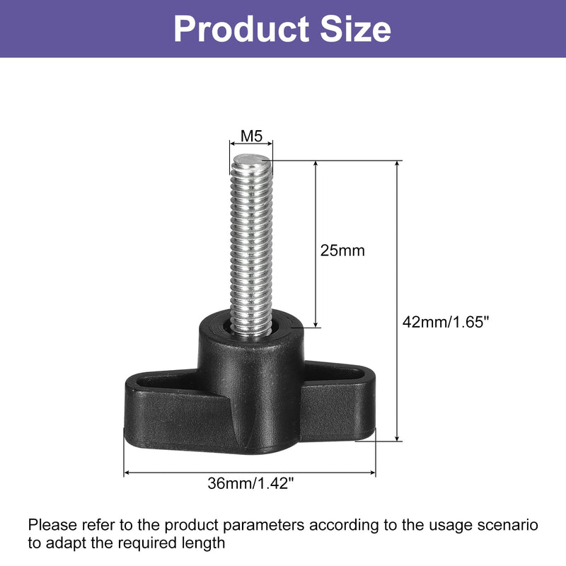 uxcell 5Pcs Clamping Screw Knob, M5 x 25mm Metric Carbon Steel T Shaped Thumb Screws Handle for Quick Remove Hand Tightening Knob Replacement 5