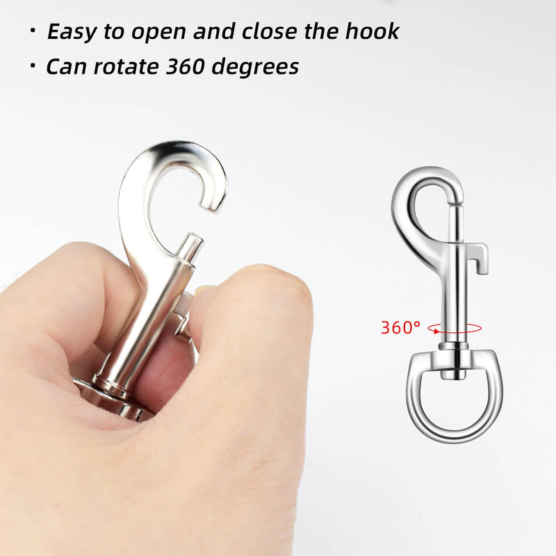 6 Pack Swivel Snap Hook Swivel Eye Bolt Snap Hook Swivel Eye Snaps Clips Swivel Snap Hooks for Pet Leash Scuba Diving Heavy Duty Eye Bolt Clips Single Ended Clip Hooks Dog Leash Clips Flag Clips